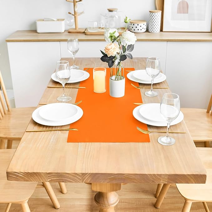 2 Pack Orange Small Short Table Runner 12 x 36 Inch Solid Color Runners Coffee - Image 3