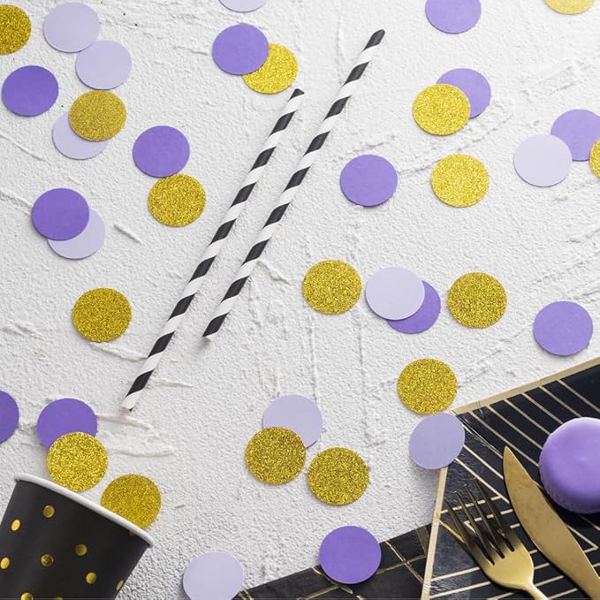 Gold and Purple Lavender Confetti Table Decoration - Image 3