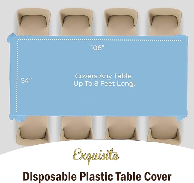 Exquisite 12-Pack Premium Plastic Tablecloth 54in. x 108in. Rectangle Table - Image 4