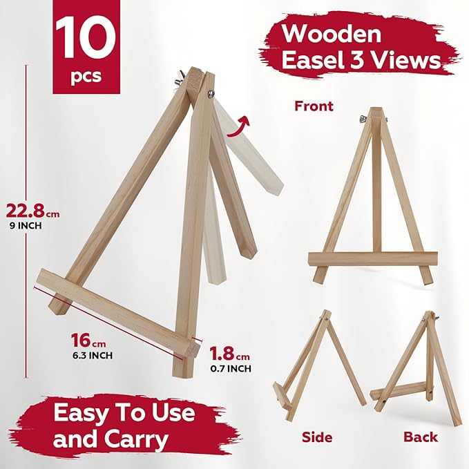 10 Pack 9 Inch Wooden Easel Stand, Portable A-Frame Tabletop Display Easel - Image 4