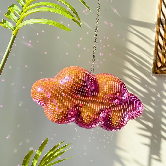 Pink Disco Ball Cloud Shaped, Hanging Disco Decor - Image 8