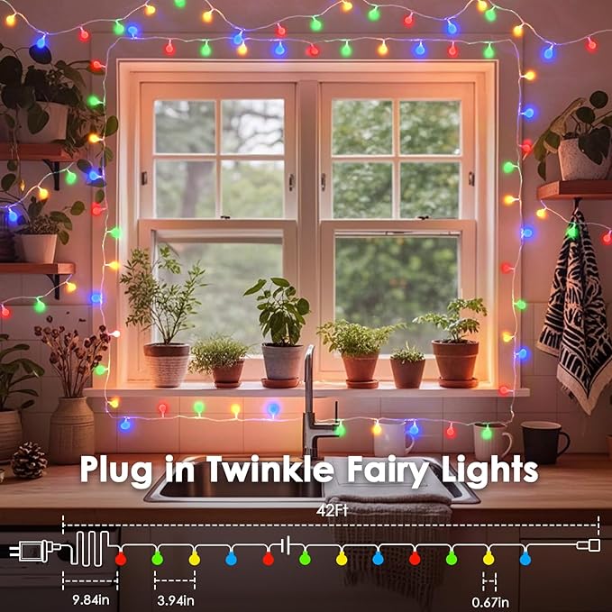 LORRYTE Connectable 100LED Christmas Lights Outdoor Indoor - 43FT Multicolor - Image 4