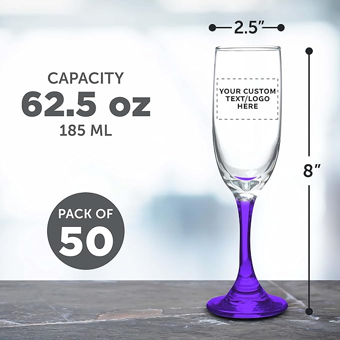 DISCOUNT PROMOS Custom Premiere Champagne Flutes 6.25 oz. Set of 50, - Image 5