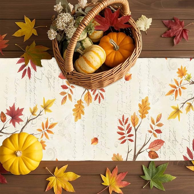 Thanksgiving Fall Cotton Linen Table Runner - Image 9