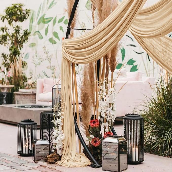 Wedding Arch Draping Fabric 1 Panel 30'' x 18FT Champagne Sheer Chiffon Arch - Image 6