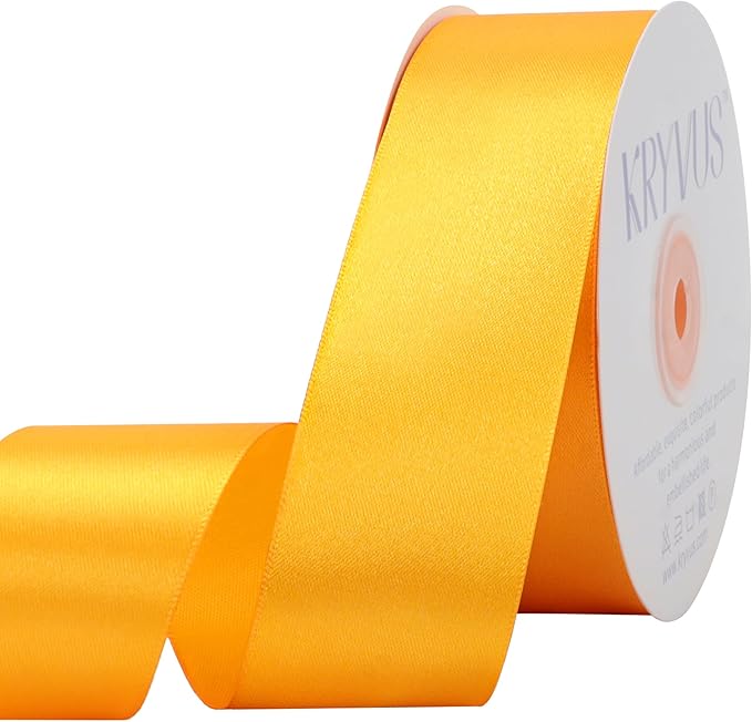 Yellow Satin Ribbon 1-1/2 inch X Continuous 50 Yards, Single Face Polyester by Kryvusribbon