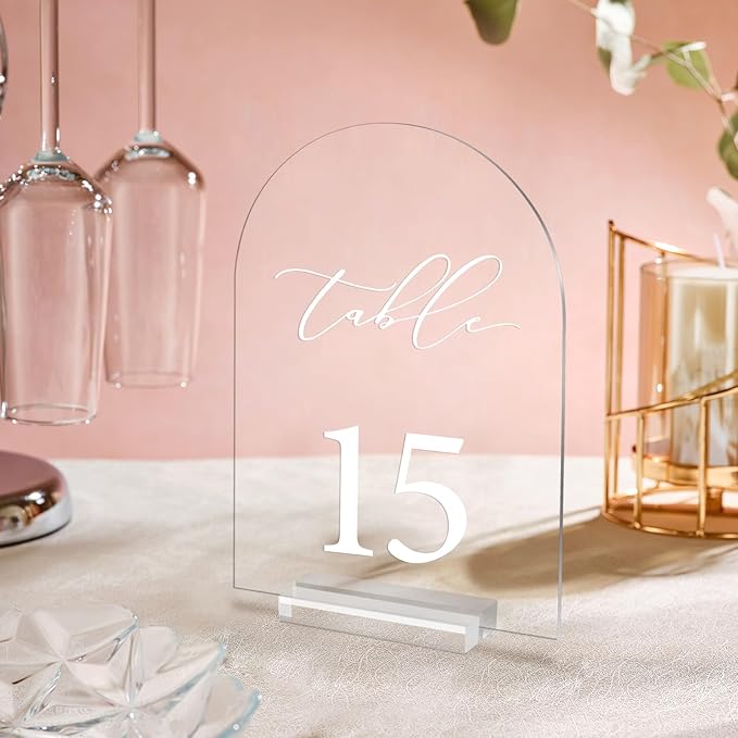 Arch Wedding Table Number 1-25 Clear Acrylic Tabletop Signs 5x7 Inch - Image 5