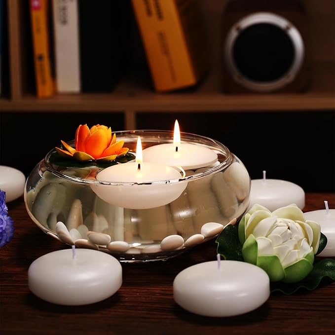 12 Pack Floating Candles, 3” White Unscented Dripless Wax Burning Candles - Image 6
