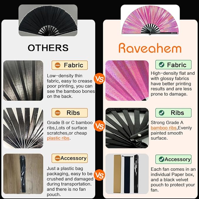 Large Rave Fan, Clack Folding Hand Fan - Image 6