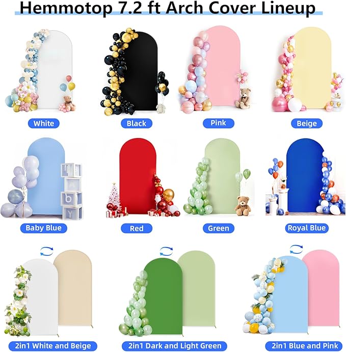 HEMMOTOP 7.2 ft Arch Backdrop Cover, Fabric Stretchy Background - Image 9