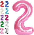 40 Inch Big Pink Number 2 Balloon Birthday Decoration, Number 2 Helium Balloon by Upgesy