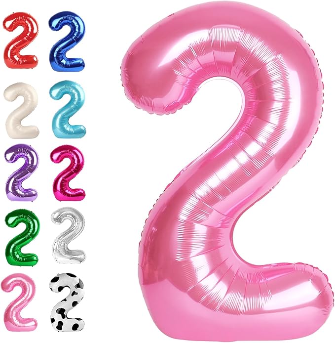 40 Inch Big Pink Number 2 Balloon Birthday Decoration, Number 2 Helium Balloon by Upgesy