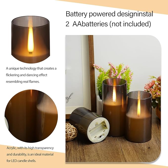 Flameless LED Candles, Upgraded Realistic Flickering Pillar Battery Operated - Image 5