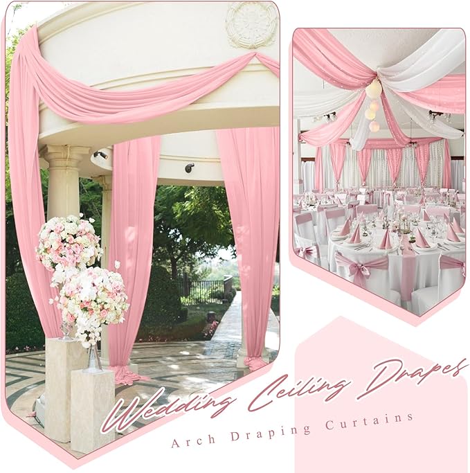 6 Panels Dusty Rose Ceiling Drapes - Image 6