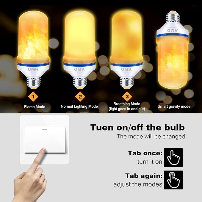 OMK Christmas Flame Effect Light Bulbs LED Fire Light Bulb Flickering Light - Image 4
