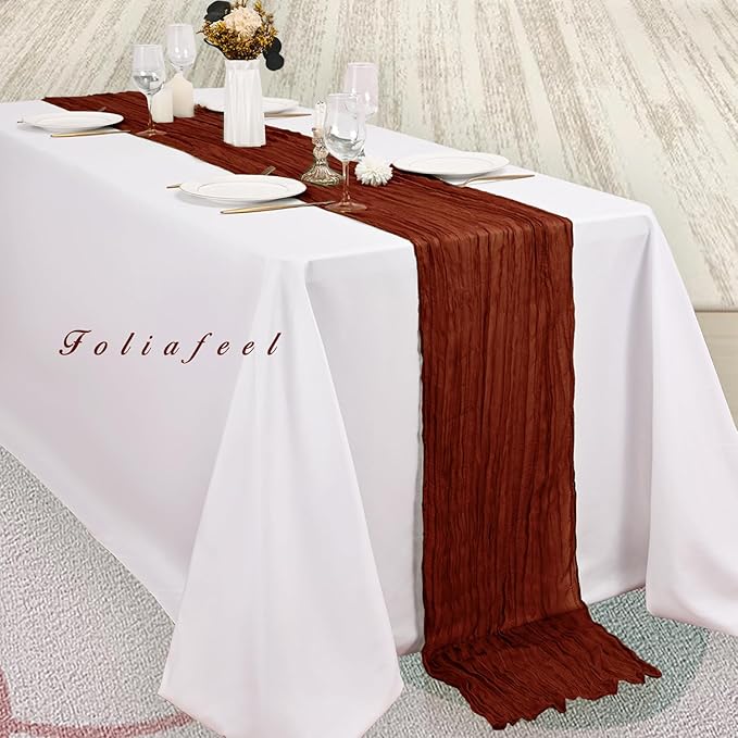 6 Pack Terracotta Cheesecloth Table Runner 10FT Boho Rustic Cheese Cloth Table - Image 4