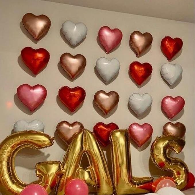 Rose Gold and Pink Heart Balloons, 18 Inch Red Pink Heart Shape Balloon - Image 3