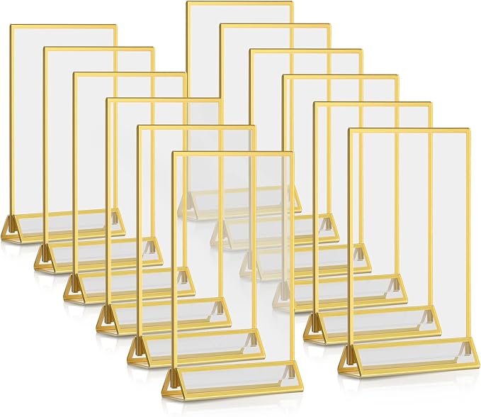 Blulu 12 Pack Acrylic Sign Holder Double Sided Picture Frame Wedding Table by Blulu