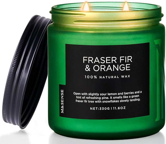 M&SENSE Fir & Orange Scented Candle, 11.6oz Soy Wax Non Toxic by MSENSE