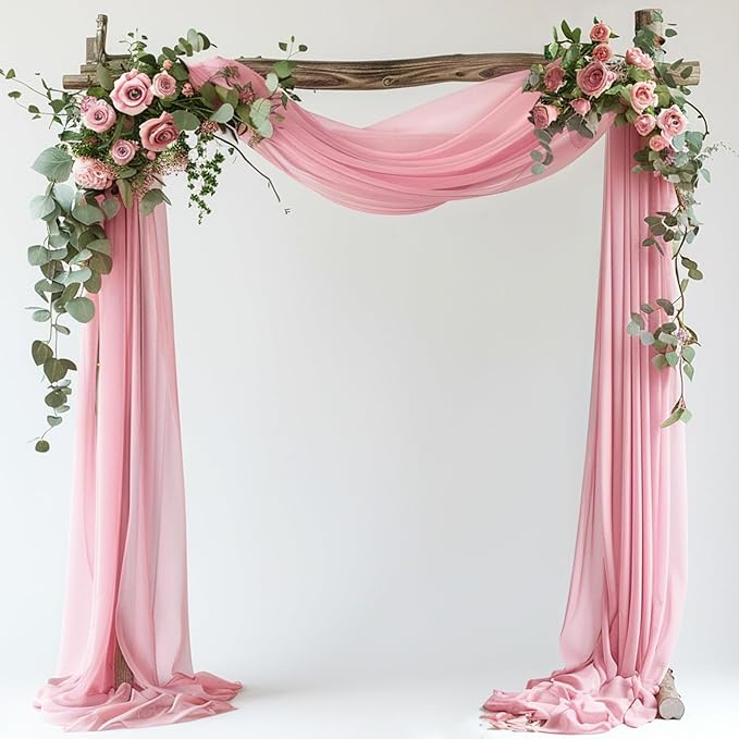 Wokceer Wedding Arch Draping Fabric 28.7" x 20FT Blush Pink Sheer Fabric by Wokceer