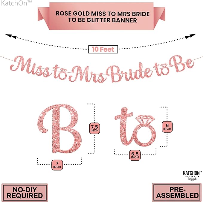 KatchOn, Rose Gold Miss to Mrs Bride to Be Banner - Image 2