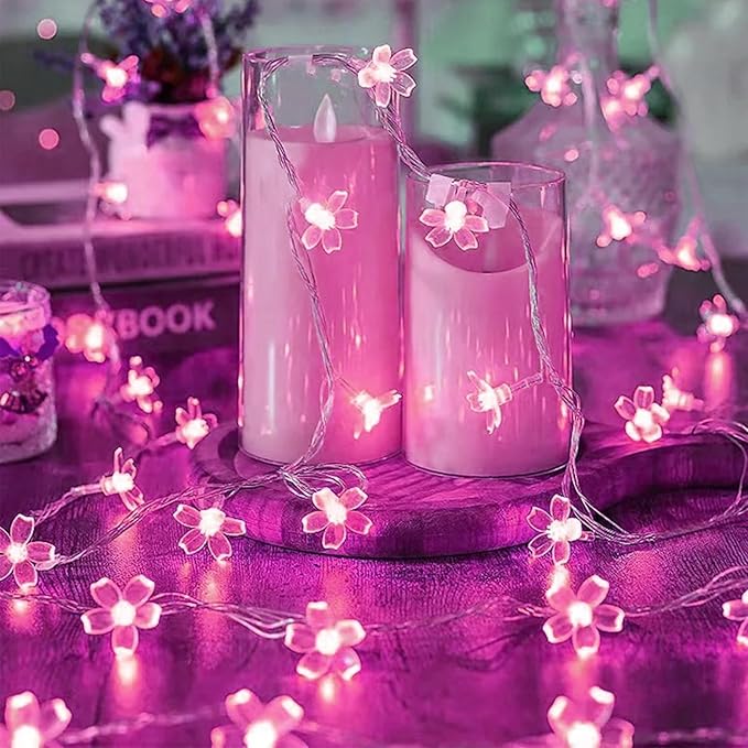 Hot Pink Aesthetic Flower Lights String Indoor Decorations, 33Ft 100 LED - Image 4