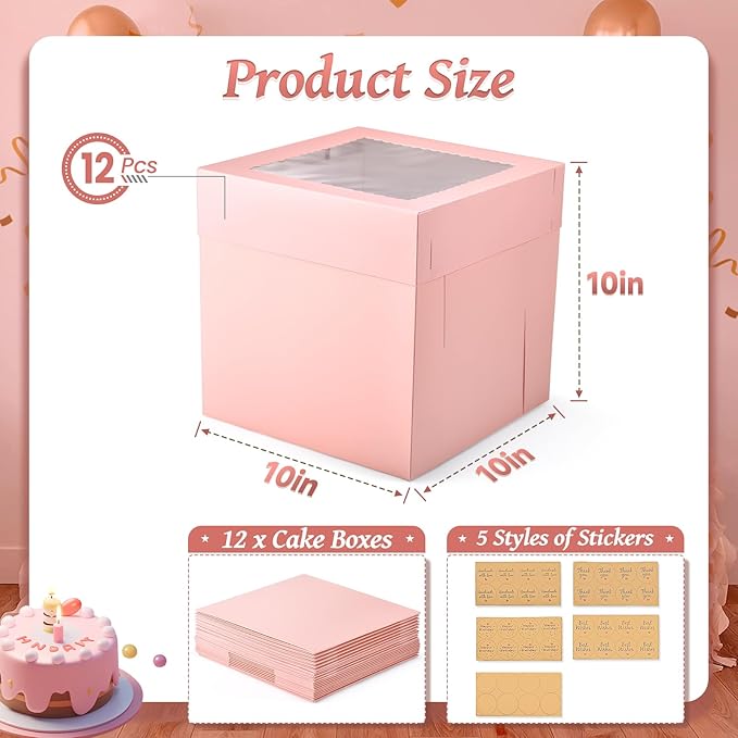12Pcs Cake Boxes, Chocolates, Birthday Party, Wedding Bakery Boxes - Image 3