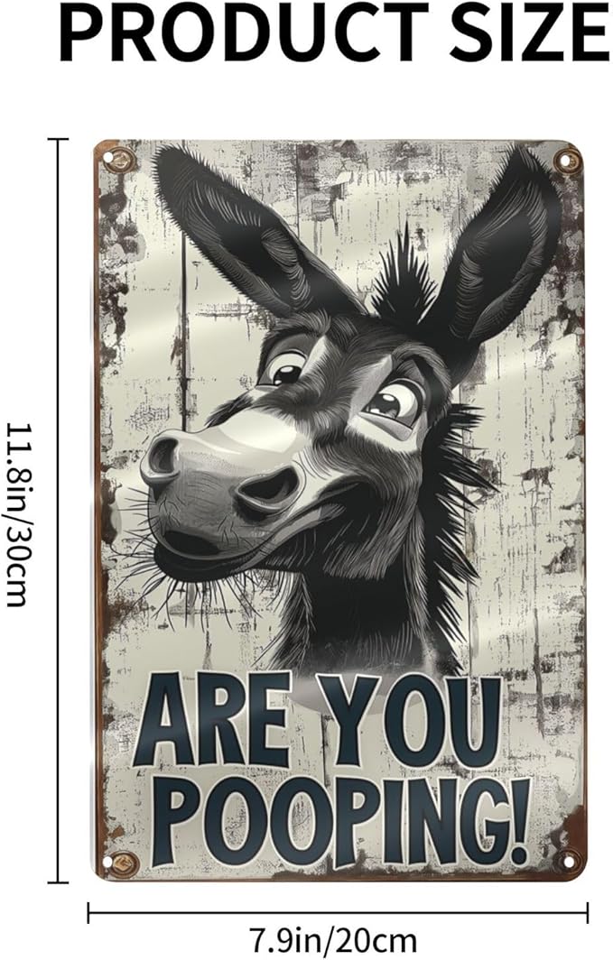 Funny Donkey "Are You Pooping?" Tin Sign - Image 2