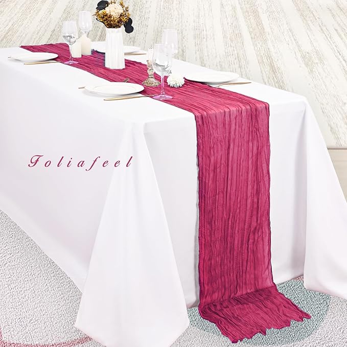 Hot Pink 6 Pack Cheesecloth Table Runner 10FT Boho Fabric Rustic Cheese Cloth - Image 4