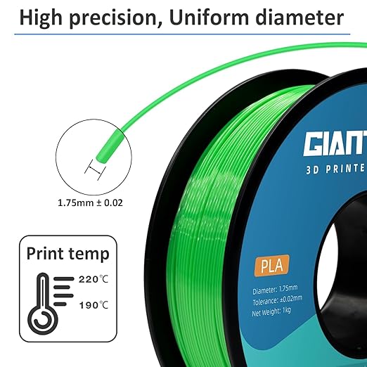 GIANTARM PLA Filament 2KG, Neatly Wound Green PLA 2pcs 1kg Spool, Dimensional - Image 3
