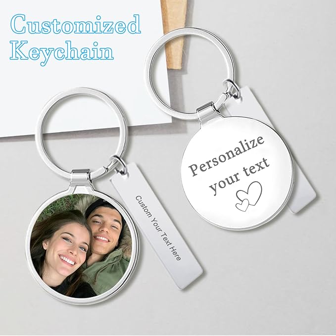 Custom Keychain with Picture Double-sided Personalized Photo Text Keychain - Image 5
