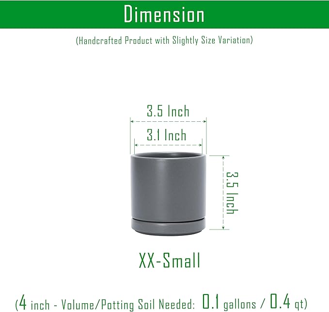 D'vine Dev Set of 4 Small Ceramic Plant Pots, 3.5 Inch Succulent Planter Pot - Image 2