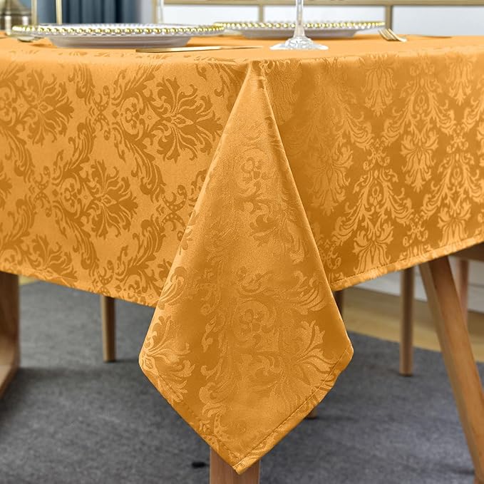 SASTYBALE Fall Jacquard Tablecloth Square 52 x 52 Inch, Spill Proof Washable by SASTYBALE