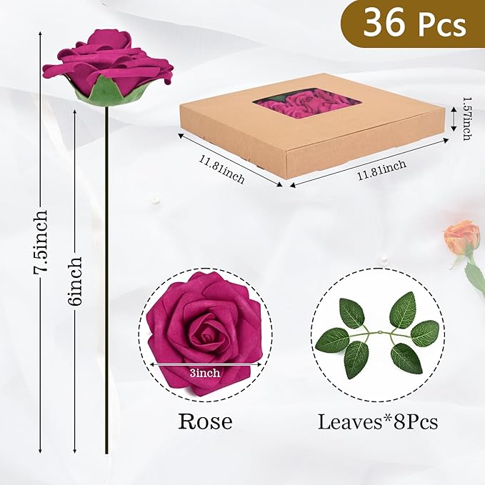 BLEUM CADE 36Pcs Artificial Flowers Fake Roses - Image 3