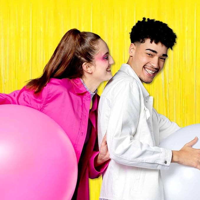 3 Pack Macaron Yellow Foil Fringe Curtains Backdrop, 3.28 x 9.8 Ft Metallic - Image 7