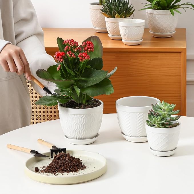 Sureasy Ceramic Plant Pots, 4.7 Inch Flower Pots - Image 5