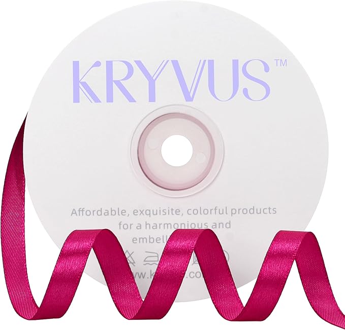 Rose Red Satin Ribbon 3/8 inch X Continuous 25 Yards, Single Face Polyester by Kryvusribbon