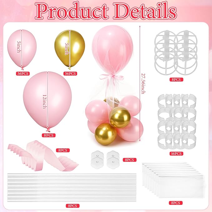 BBTO 8 Set Table Centerpieces Balloons Stand Kit - Image 2