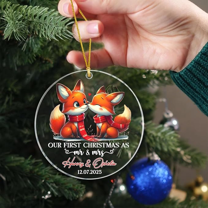 Personalized Our First Christmas As Mr & Mrs Ornament, Custom Date/Name Mr & - Image 4