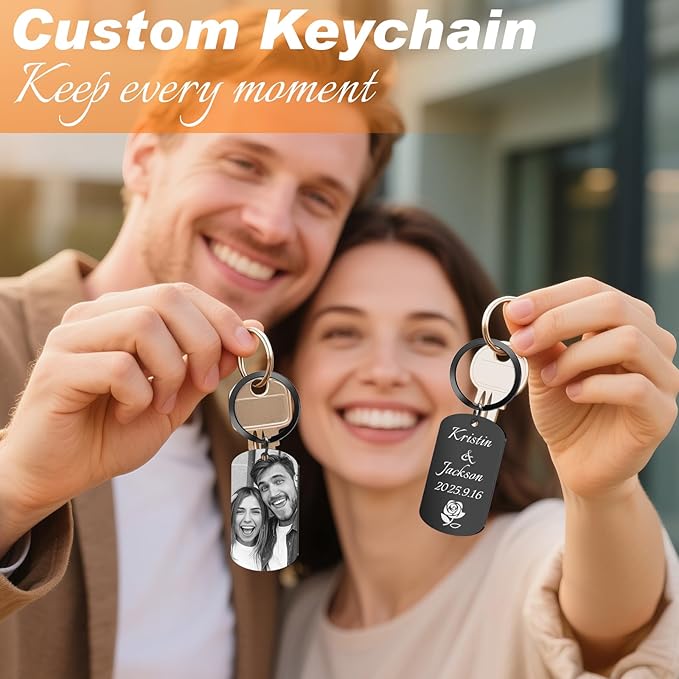 Custom Keychain with Picture, Personalized Photo Keychain with LOGO Text - Image 6