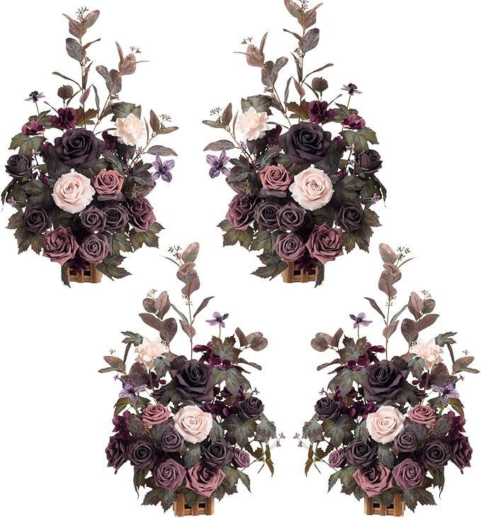 Ling's moment 17.5" Tall Standing Artificial Flowers Arrangements 4 pcs Fall by LingsMoment