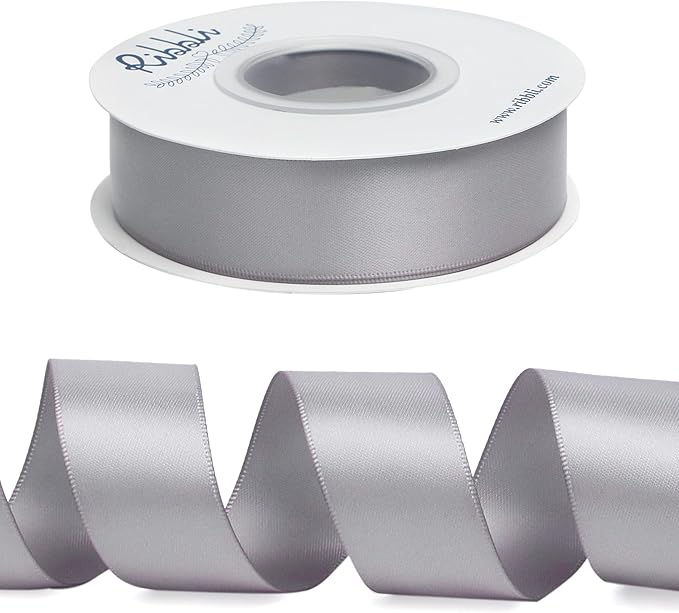 Ribbli Silver Double Faced Satin Ribbon, 1” x Continuous 25 Yards, Use - Image 2