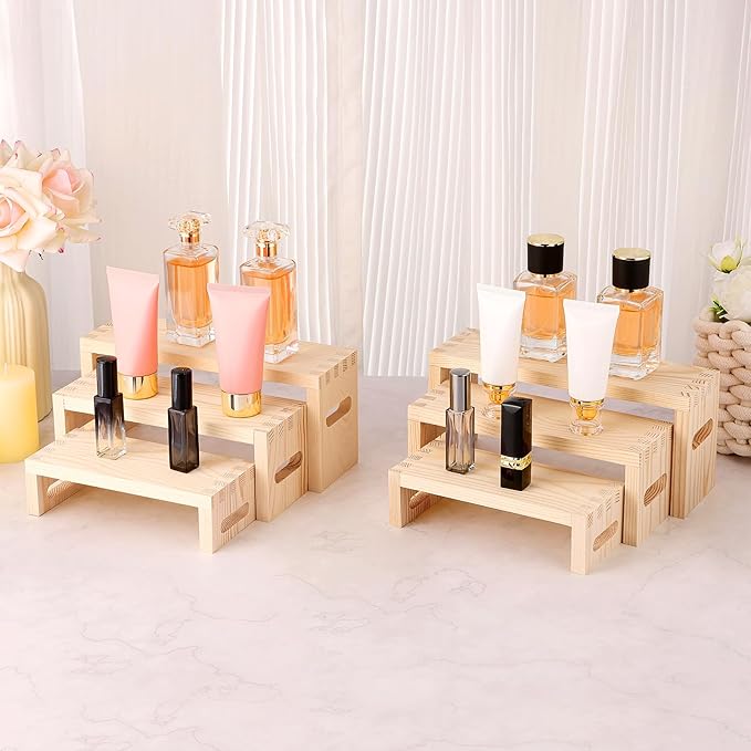 6 Pcs Wood Risers Display Stands, 2 Set Wooden Risers - Image 6