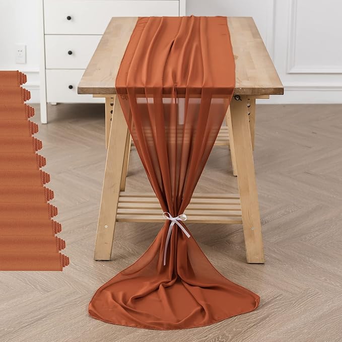 12Pack 9ft Chiffon Table Runner 14x108 Inch Sheer Romantic Table Runner - Image 6