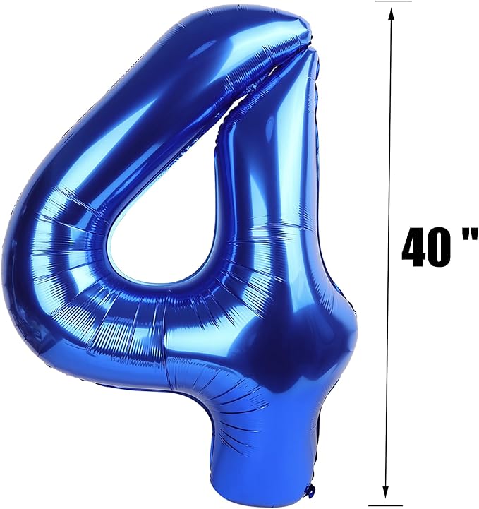 40 Inch Dark Blue Large Numbers Balloons0-9, Number 4 Digit Helium Balloons - Image 2