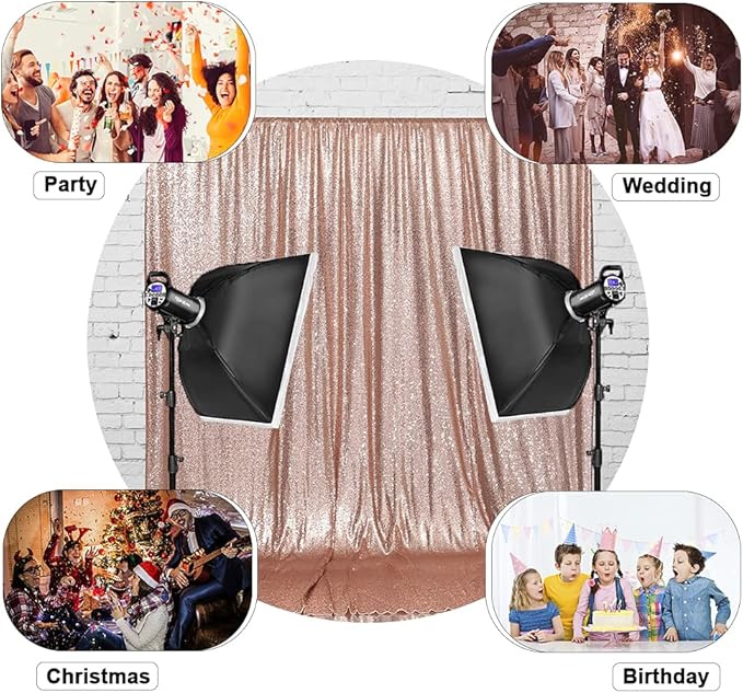 Eternal Beauty Sequin Backdrop Curtain, 6FT x 6FT Rose Gold Background - Image 7