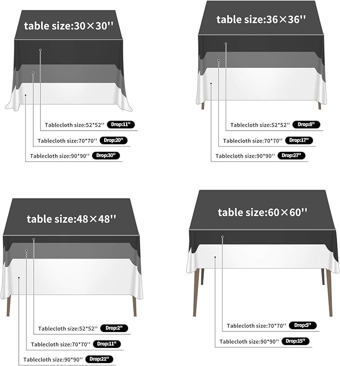Cupuamon Square Tablecloth 90x90 inch Washable Polyester Fabric Table Cloth - Image 3