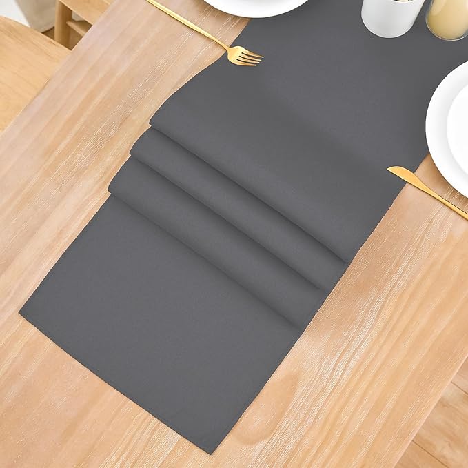 2 Pack Grey Small Short Table Runner 12 x 36 Inch Solid Color Runners Coffee - Image 5