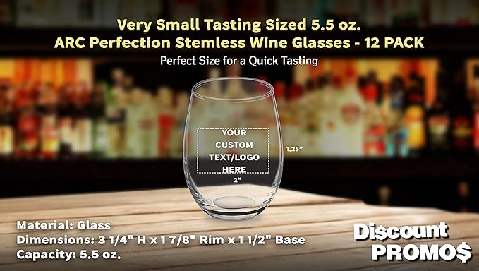 Custom Stemless Wine Glasses by ARC 5.5 oz. Set of 12, Personalized Bulk Pack - Image 4