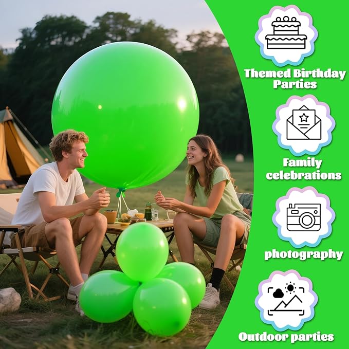 KAWKALSH Lime Green Balloons 9pcs 36 Inch Extra Large Big Jumbo Giant Neon - Image 3